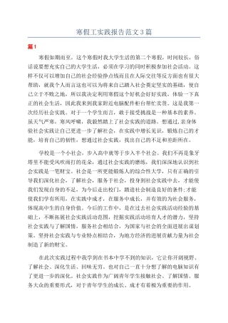寒假工实践报告范文3篇