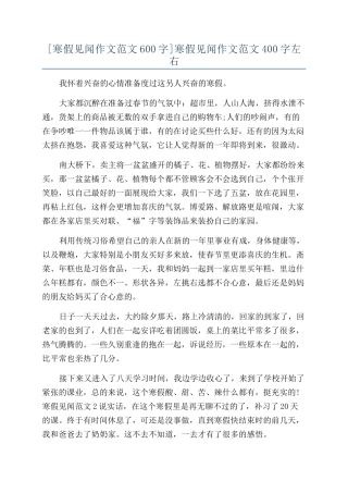 寒假见闻作文范文400字左右