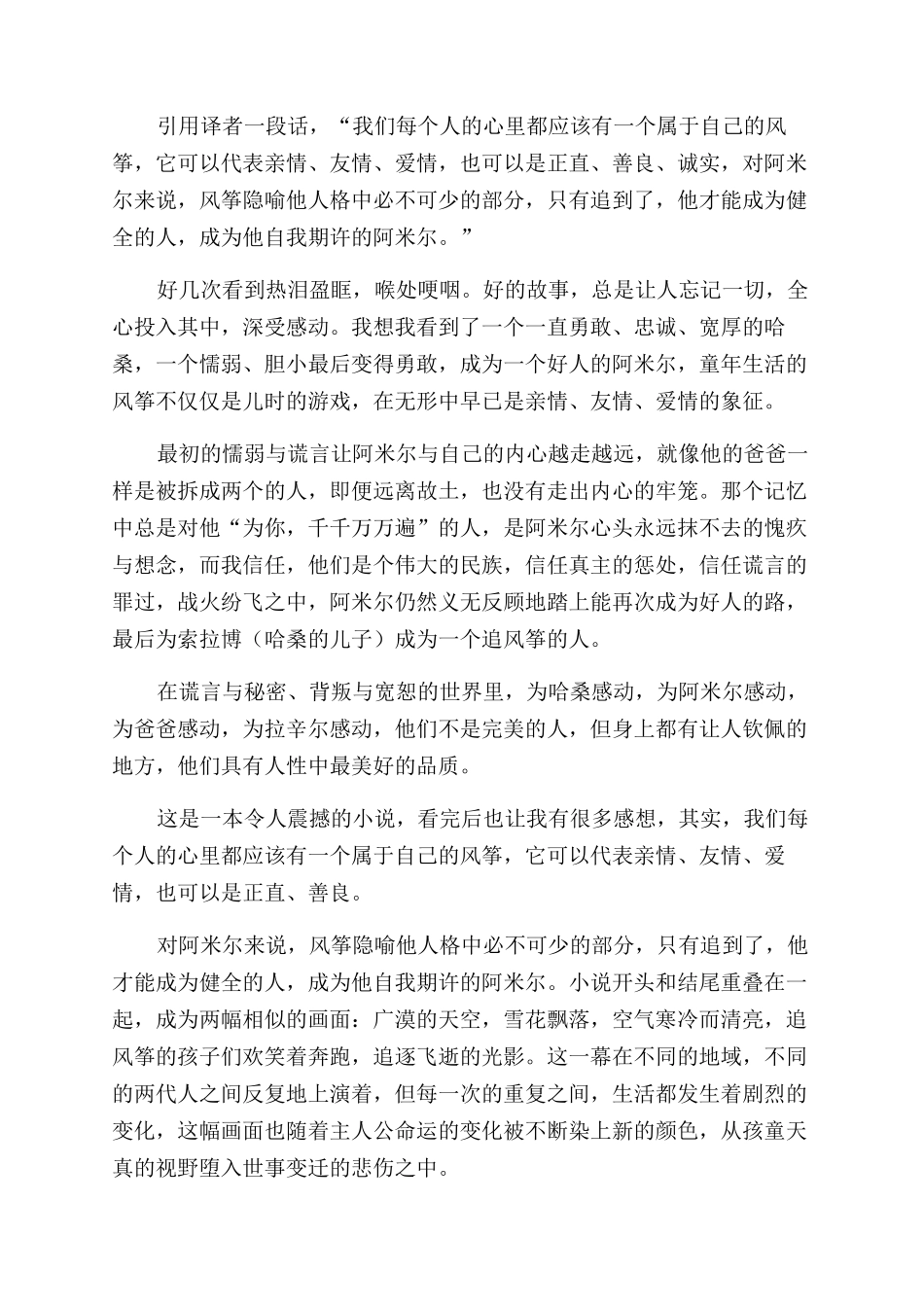 对于《追风筝人》读后感_第2页