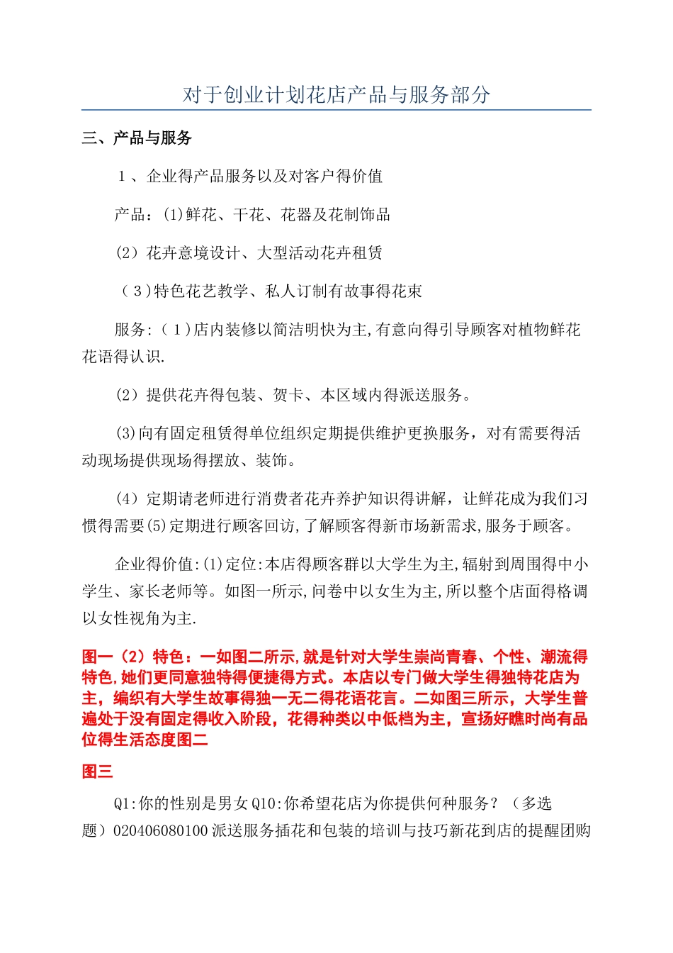 对于创业计划花店产品与服务部分_第1页