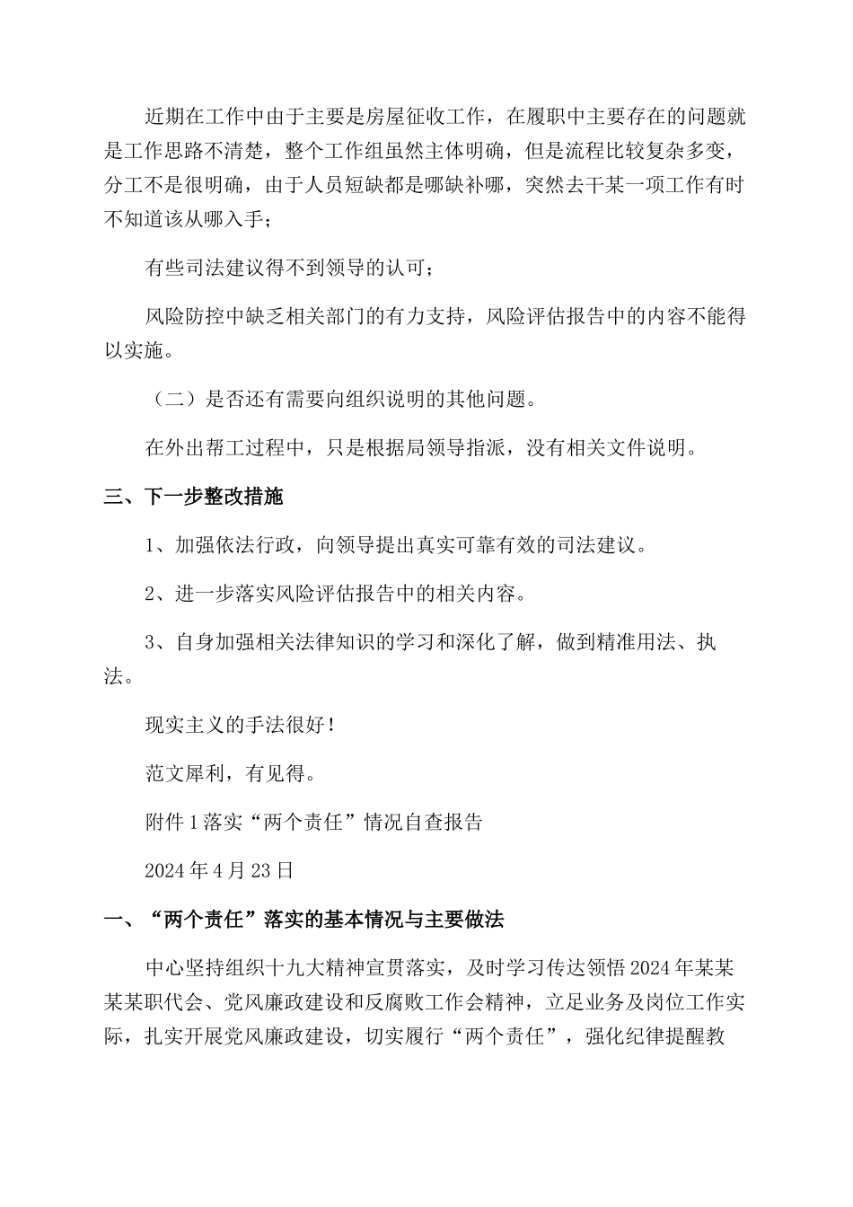 对于开展落实“两个责任回头看活动自查报告范文_第3页