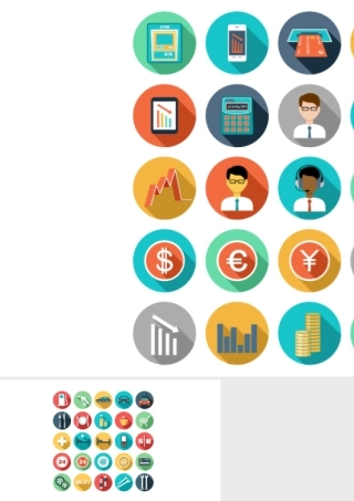 50个圆形扁平化PPT小图标