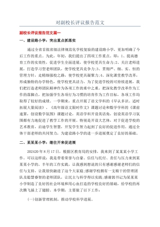 对副校长评议报告范文