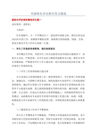 对副校长评议报告范文精选