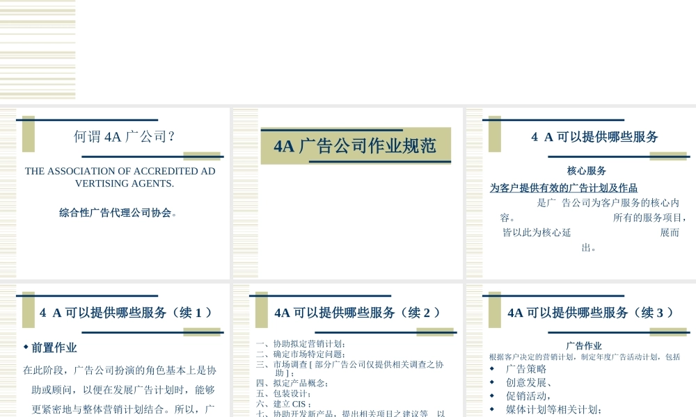 4A广告公司定位、广告策略