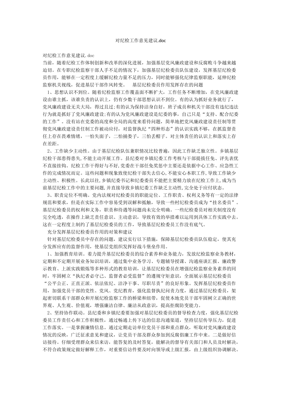 对纪检工作意见建议doc_第1页