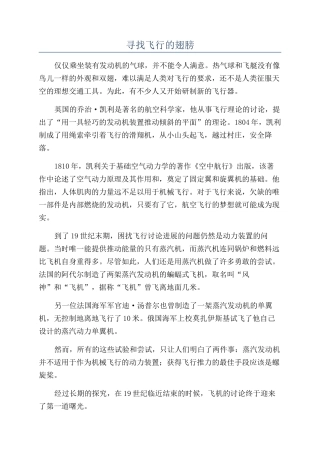 寻找飞行的翅膀