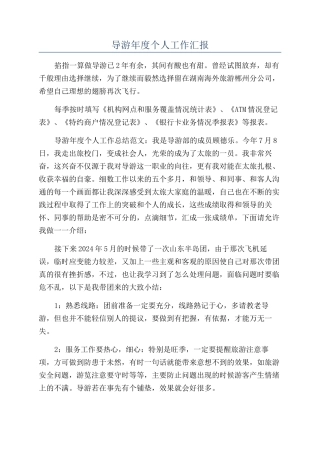 导游年度个人工作汇报