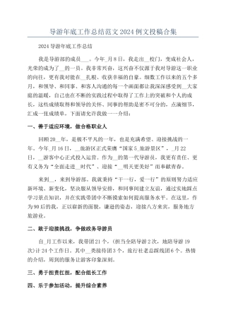 导游年底工作总结范文2024例文投稿合集