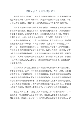 导购人员个人实习报告范文