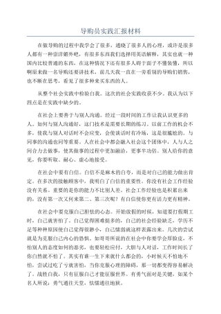 导购员实践汇报材料