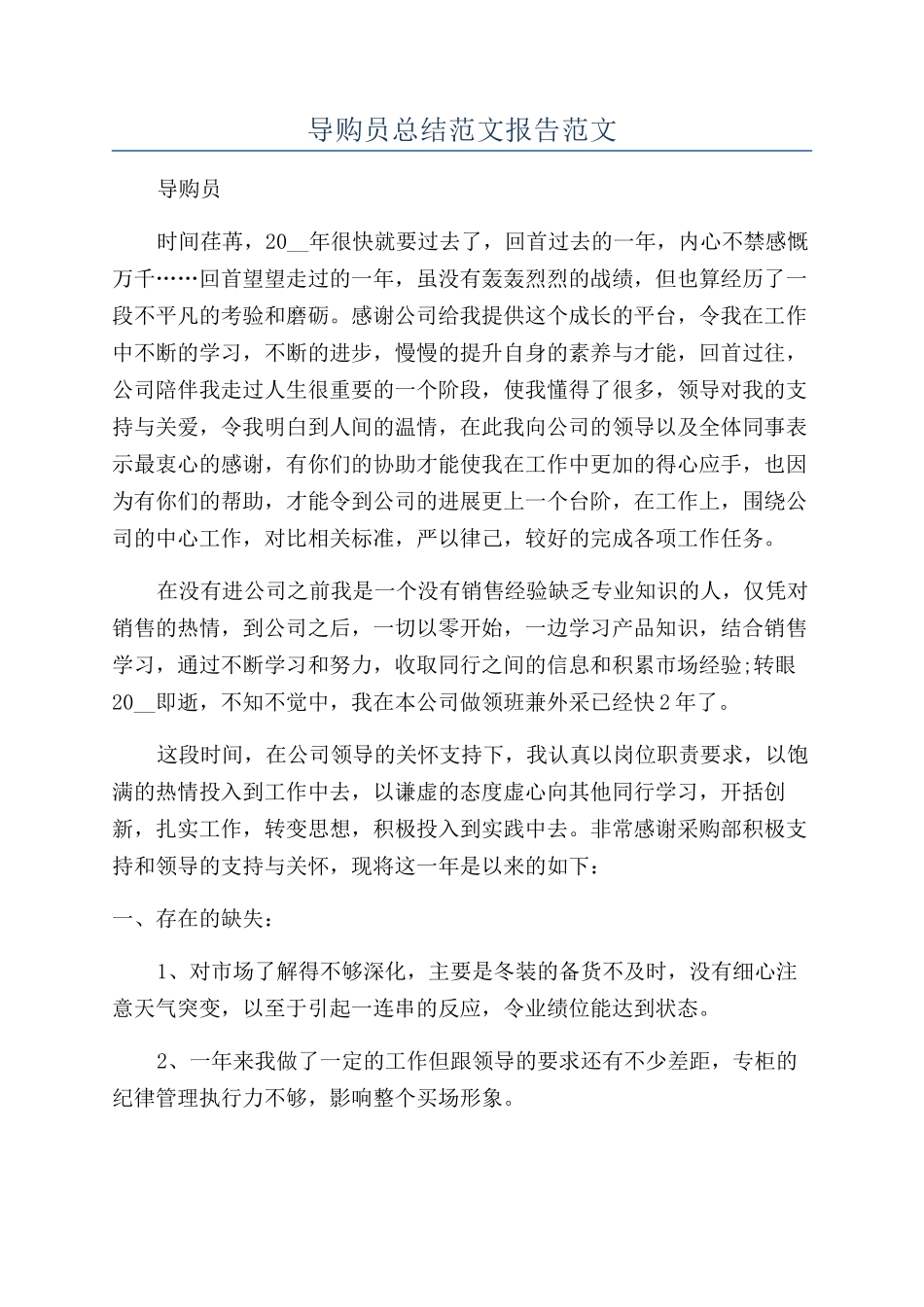 导购员总结范文报告范文_第1页