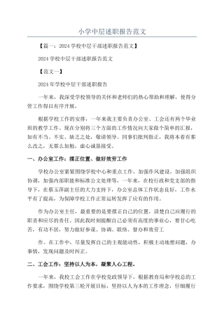 小学中层述职报告范文