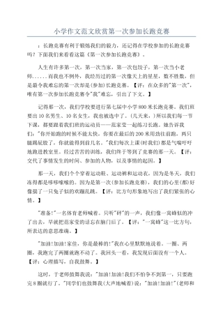 小学作文范文欣赏第一次参加长跑比赛