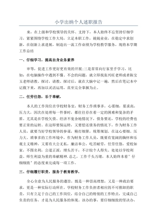 小学出纳个人述职报告