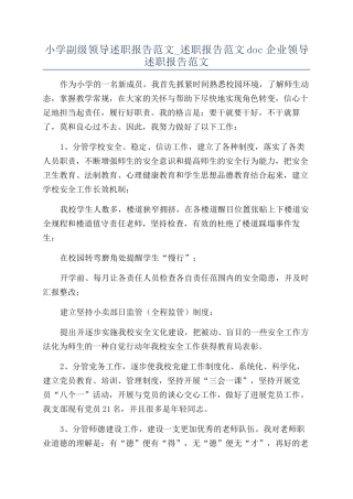 小学副级领导述职报告范文-述职报告范文doc企业领导述职报告范文