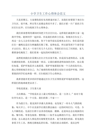 小学卫生工作心得体会范文