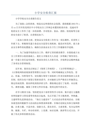 小学安全检查汇报