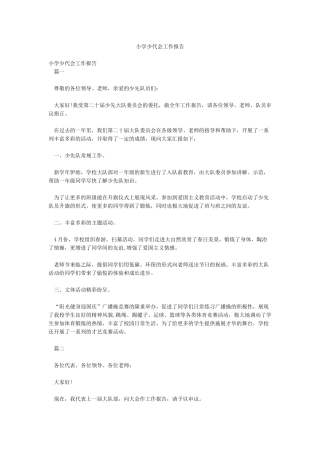 小学少代会工作报告