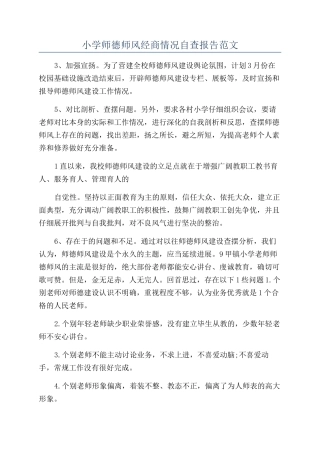 小学师德师风经商情况自查报告范文