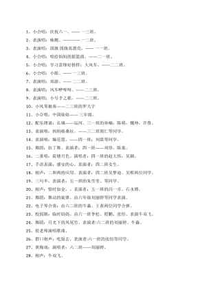小学庆六一儿童节歌唱舞蹈晚会节目单大全