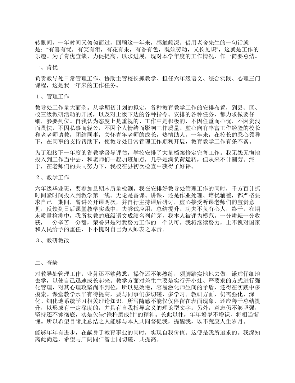 小学教导主任工作总结_第1页