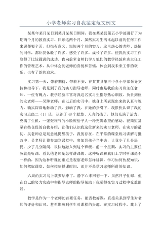 小学教师实习自我鉴定范文例文