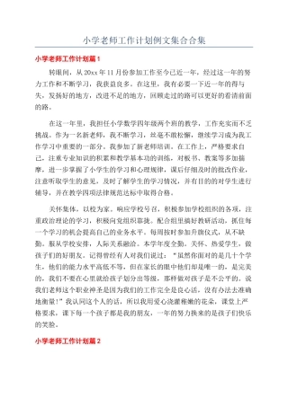 小学教师工作计划例文集合合集