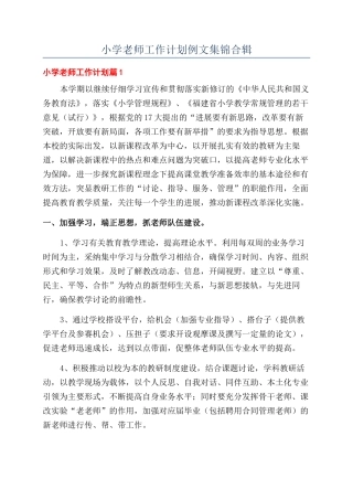 小学教师工作计划例文集锦合辑