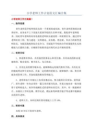 小学教师工作计划范文汇编合集