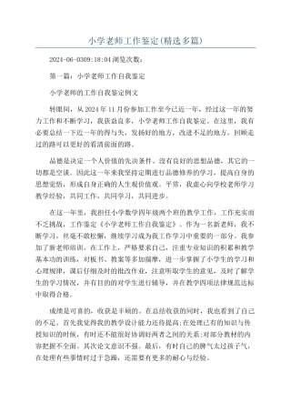 小学教师工作鉴定