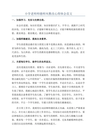 小学教师师德师风整改心得体会范文