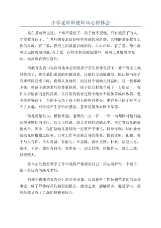 小学教师师德师风心得体会
