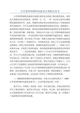 小学教师师德师风建设自查报告范文