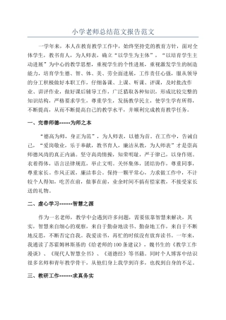 小学教师总结范文报告范文