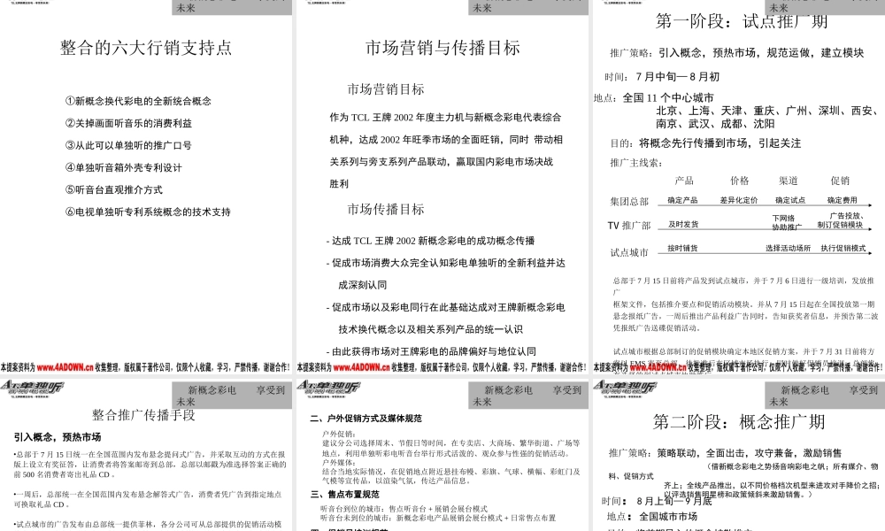 TCL王牌单独听音响电视上市营销方案