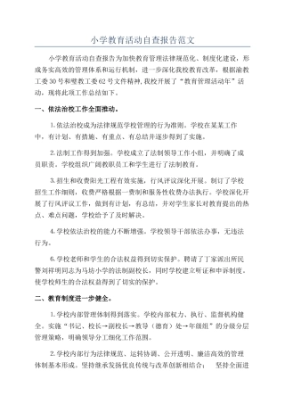 小学教育活动自查报告范文