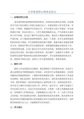 小学新教师心得体会范文