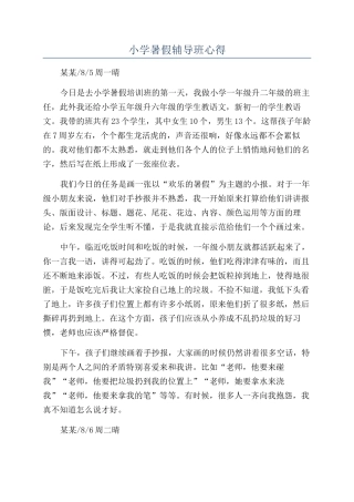 小学暑假辅导班心得