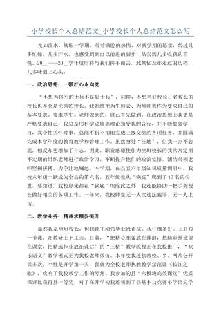 小学校长个人总结范文-小学校长个人总结范文怎么写