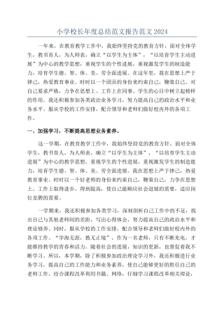 小学校长年度总结范文报告范文2024