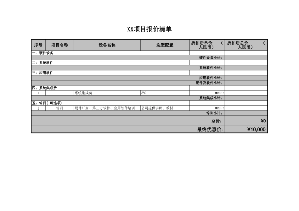 集成项目报价清单模版_第1页