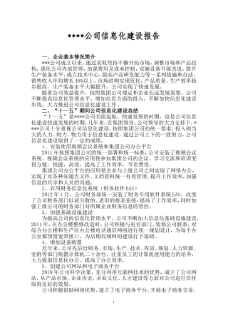 企业信息化建设报告