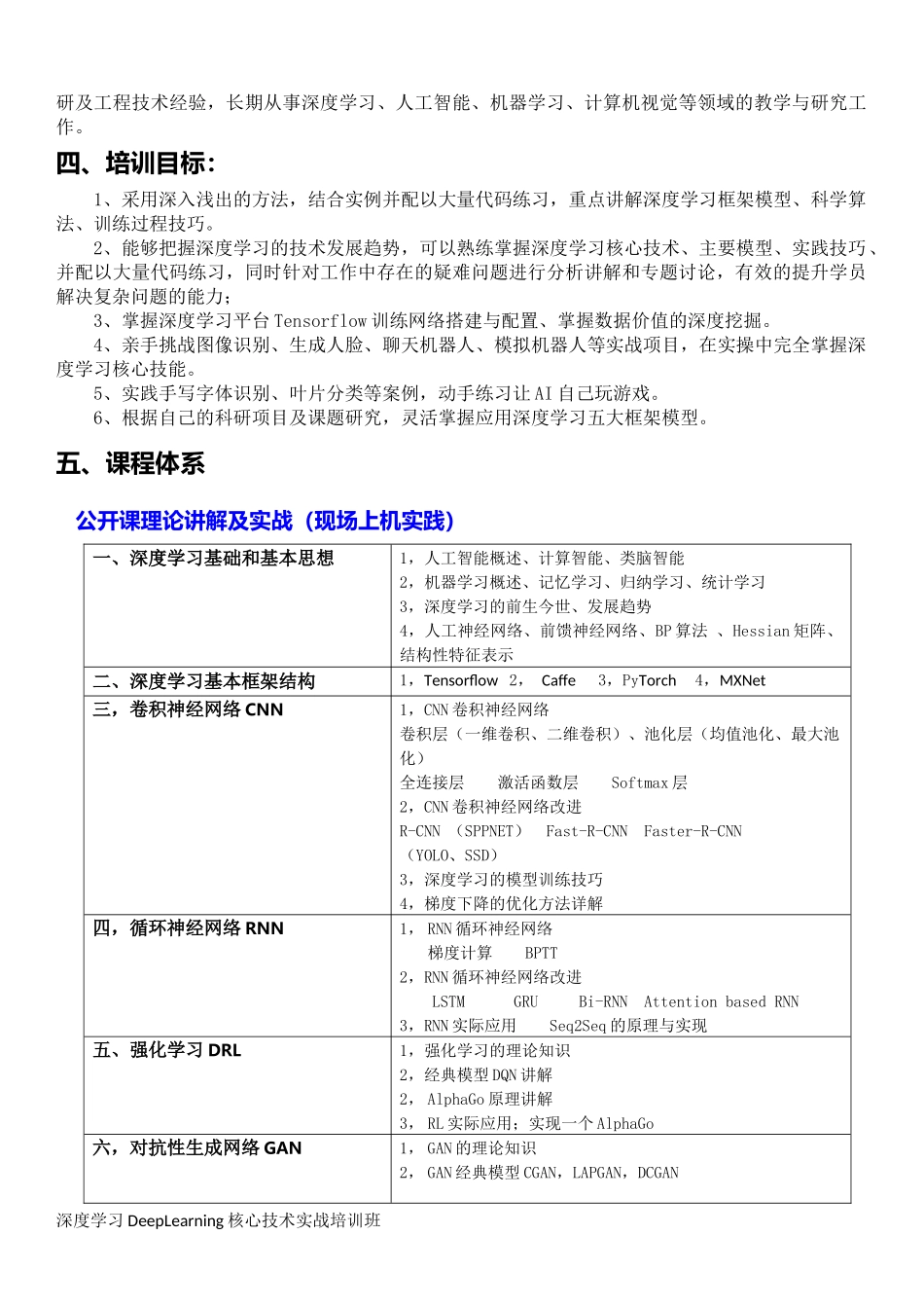 深度学习核心技术课程安排。_第2页