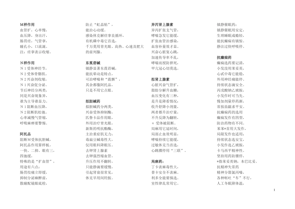 执业医师-药理学歌诀_第1页
