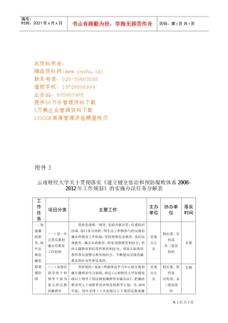 建立健全惩治与预防腐败体系工作计划书