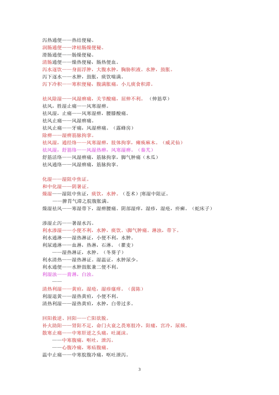 中药效用对照表_第3页