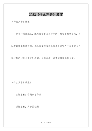2022《什么声音》教案