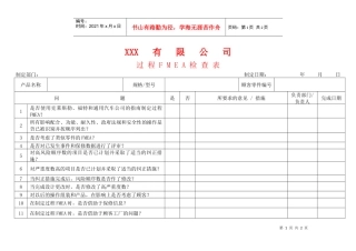 APQP过程FMEA检查表