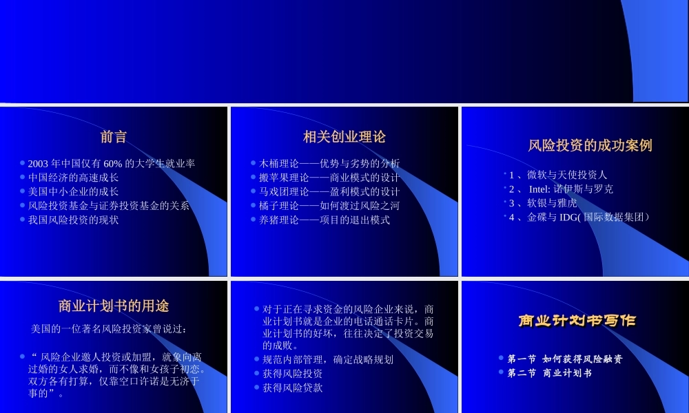 ··风险投资专家教您撰写商业计划书